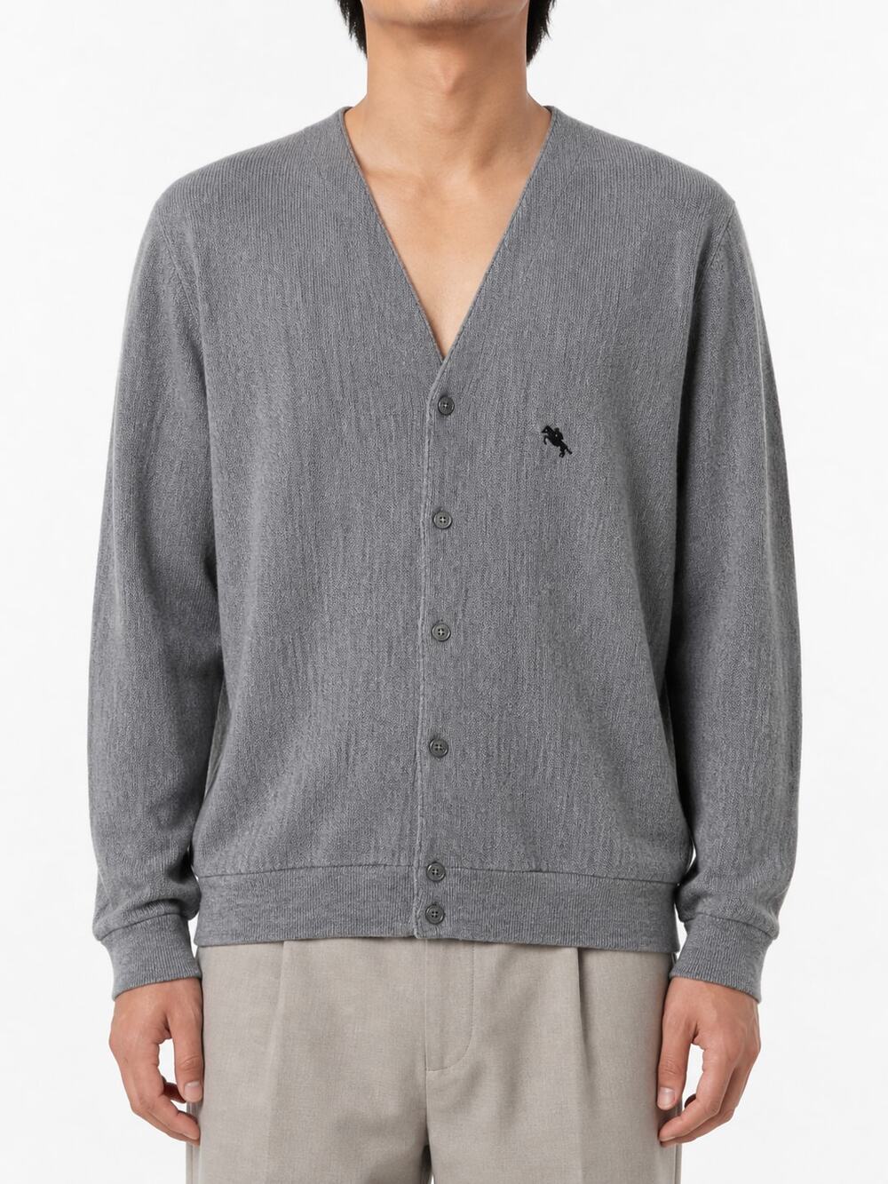 Vintage Steeplechase Men's Gray Acrylic Cardigan Sweater M Made USA Grandpacore